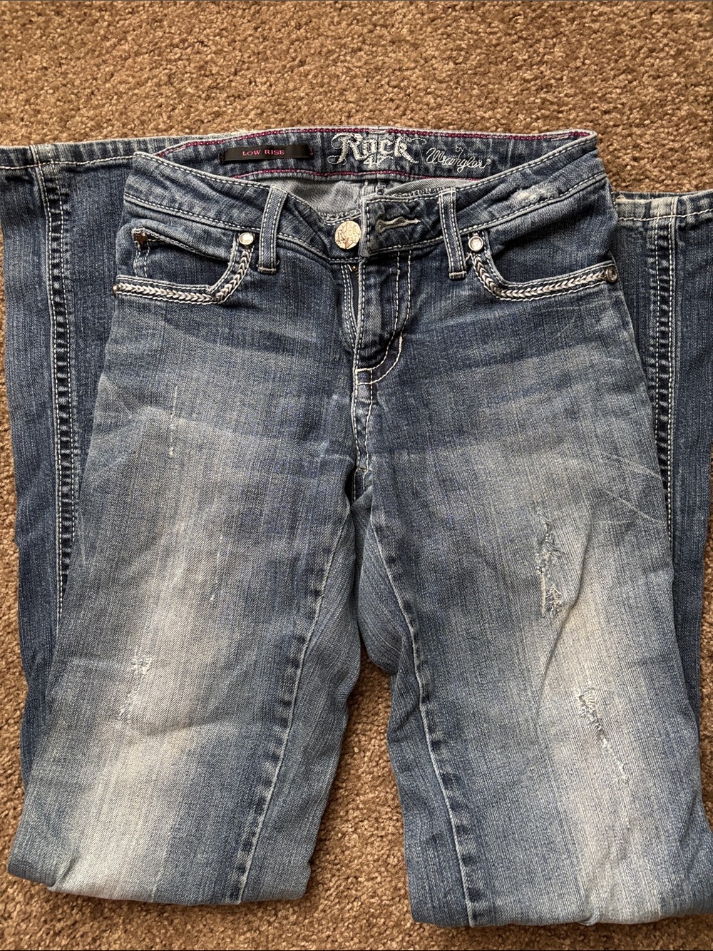 Women’s Boot Cut Jeans with Embroidered Back Pocket — Blue - Picture 4 of 6